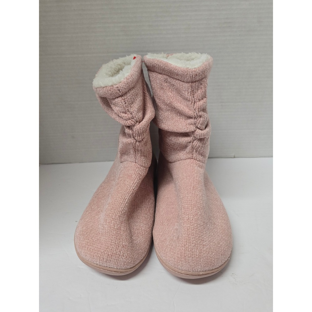 LongBay Womens Pink Corduroy Faux Fur Lined Slipper Booties Large 9-10